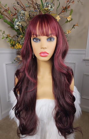 "Red" with bangs (burgundy)