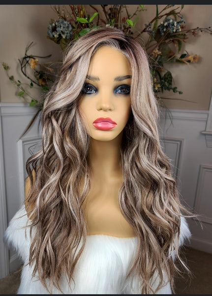 "Sheila"- Lace front, deep middle shiftable partial monofilament (milk tea)