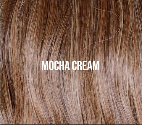 IN STOCK NOW "Lucy"- Lace front, deep middle shiftable partial monofilament (Mocha Cream)