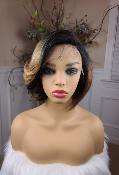 "Tatiana" Wig - HD Lace Front, Left part, blonde with highlight, Black root, Liliana’s Sister ( DISCONTINUED )