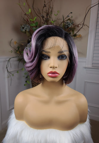 "Liliana" Wig - HD Lace Front, Left Part, Lilac Purple with a black root, Diana’s Sister (DISCONTINUED)