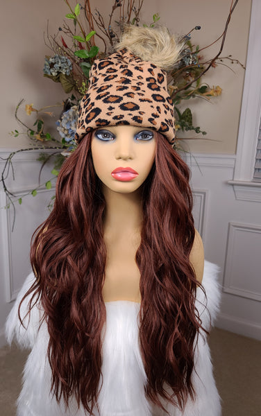 "Korrin" Wig - Human Blend, Free Part, 360, Autumn Brown root to tip, Long & Wavy