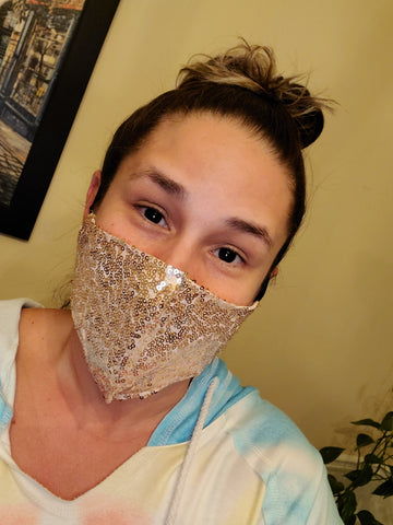 Small Sequined Face Mask (colors rose gold, silver, pink or purple)