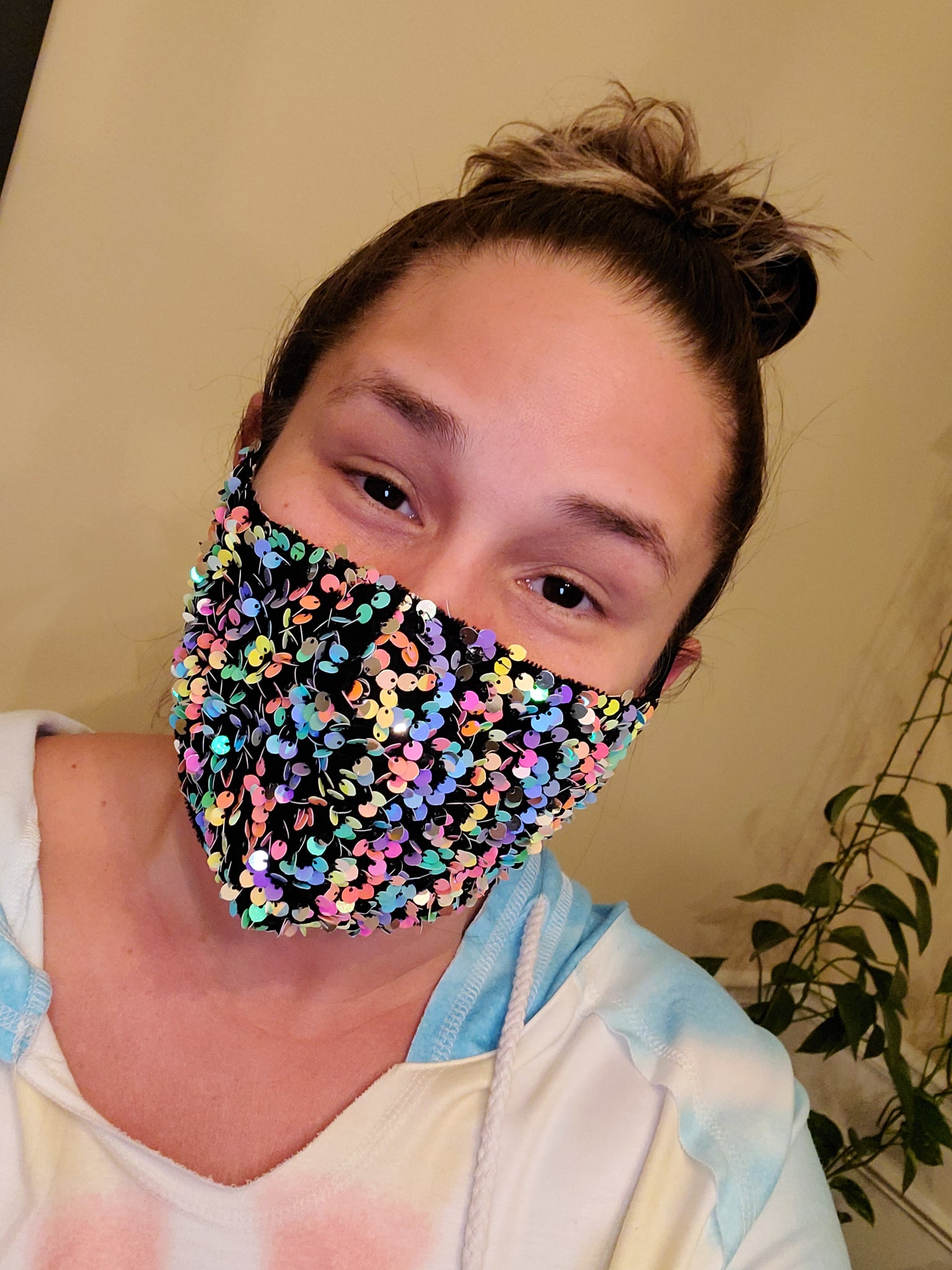 Large Sequined Face Mask (colors purple or multi)