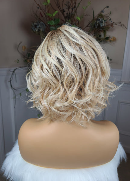 "Karen"-  Partial Monofilament Lace Front ( honey blonde with highlights)