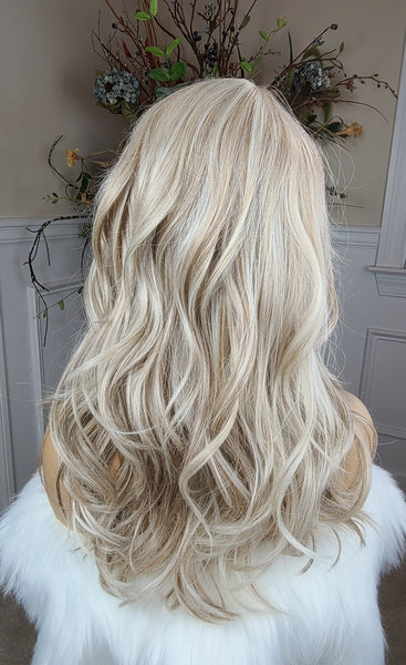 "Angel"-  partial monofilament wig (Butter Blonde root to tip)