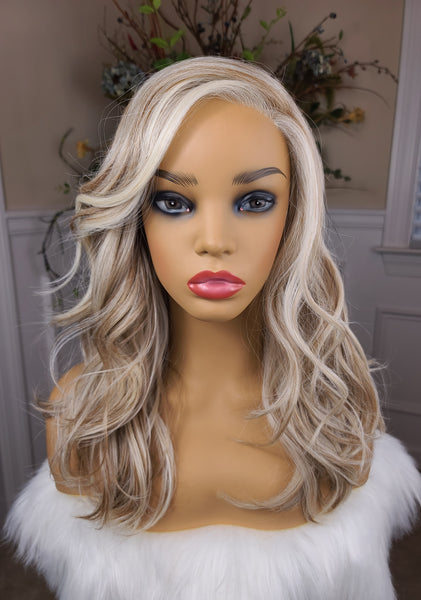 "Angel"-  partial monofilament wig (Butter Blonde root to tip)