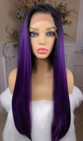 "Patty" - Lace front, free part, purple with black