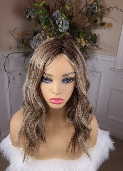 "Niki"- lace front, deep middle shiftable partial monofilament (sweet cream)