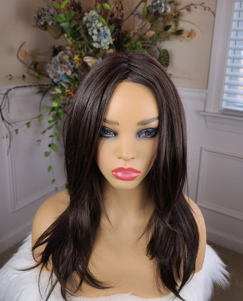 "Brooke" - Lace front deep middle partial monofilament (chocolate)