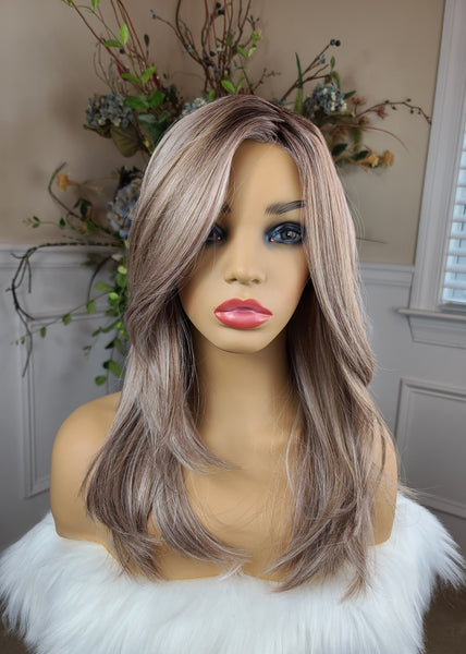 "Brooke"- Lace front deep middle shiftable partial monofilament (color milktea)