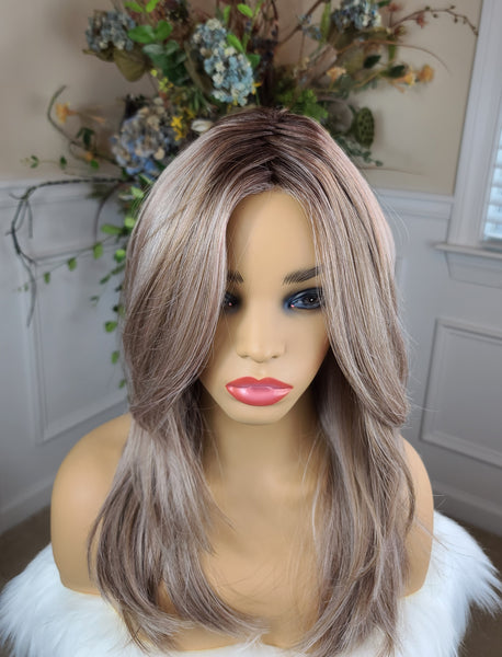 "Brooke"- Lace front deep middle shiftable partial monofilament (color milktea)