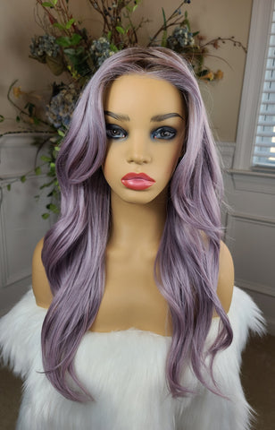 IN STOCK NOW "Lucy"- lace front deep middle shiftable partial monofilament (color lavender latte)