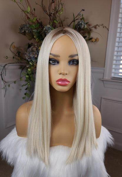 "Princess" - Lacefront deep middle shiftable partial monofilament ( color bombshell blonde)