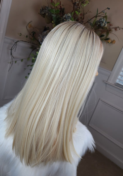 "Princess" - Lacefront deep middle shiftable partial monofilament ( color bombshell blonde)