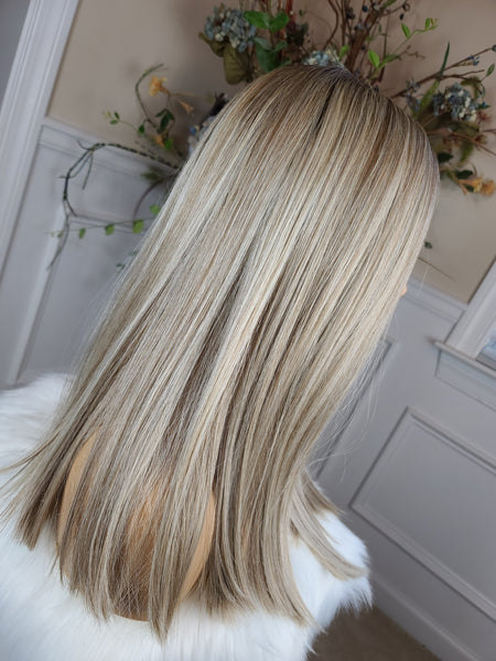 "Princess"- lace front monofilament, deep middle shiftable partial ( latte machiatto)