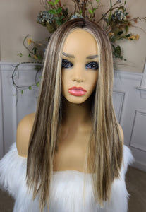 "Princess"- Lace front, deep middle shiftable partial monofilament (sweet cream)