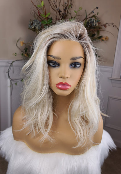 "Alexis"- Lace front, partial monofilament (bombshell blonde)
