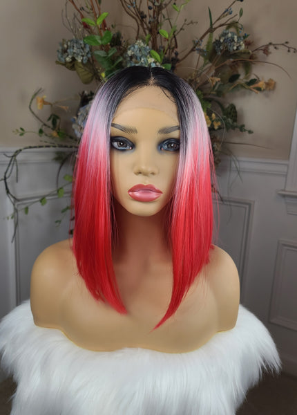 "Alabama" - lace front, deep middle shiftable part ( neon pink )