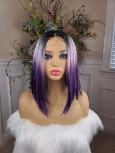 "Alabama" - lace front, deep middle shiftable part ( purple )