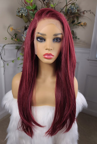 JAY- LACE FRONT FREE PART (burgundy cherry root to tip)