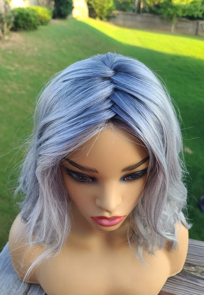 "Candy"- Lace front, shiftable partial monofilament (ice)