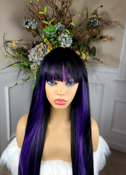 "Wisteria" - beautiful long unit with bangs (purple & black)