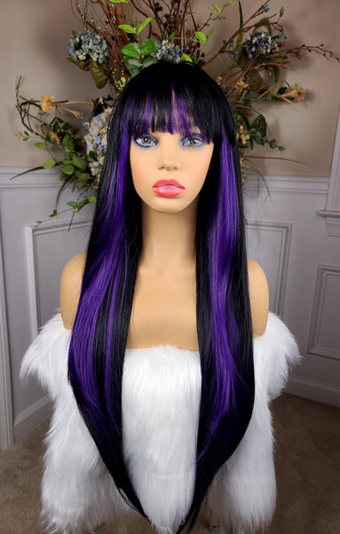 "Wisteria" - beautiful long unit with bangs (purple & black)