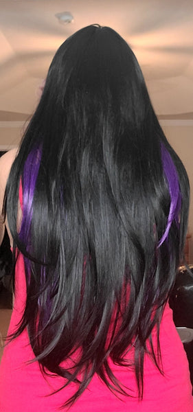 "Wisteria" - beautiful long unit with bangs (purple & black)