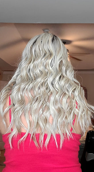 "Niki 22" - Lace front deep left partial monofilament (butter blonde)