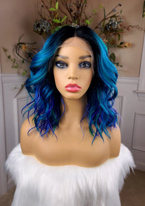 "Leah" blue- Lace front, deep middle part