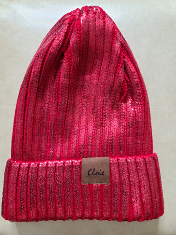 Metallic Foil Cozy Beanie ( colors red or pink)