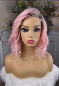 "Tipsy" - Lace front, partial monofilament (bubble gum pink)