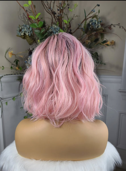 "Tipsy" - Lace front, partial monofilament (bubble gum pink)